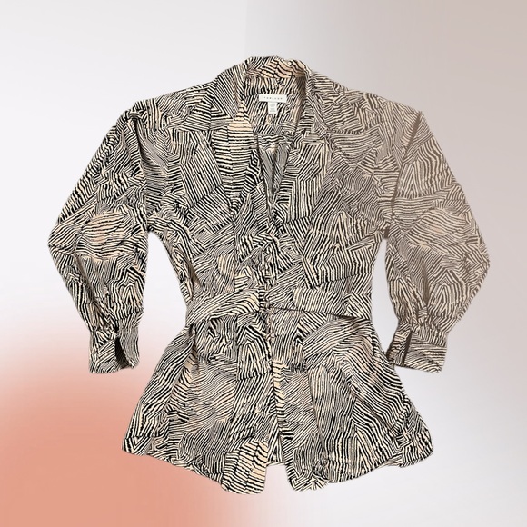 TOPSHOP Tie Waist Zebra Print Plunge Top (S) - Picture 3 of 9